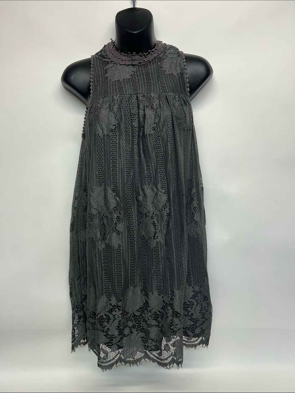 Miss Chievous Black Crochet Lace Shell dress size small halter top